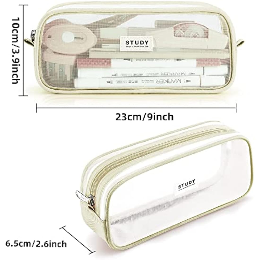 KALIDI Clear Mesh Pencil Case – Large Capacity Stationery Pouch