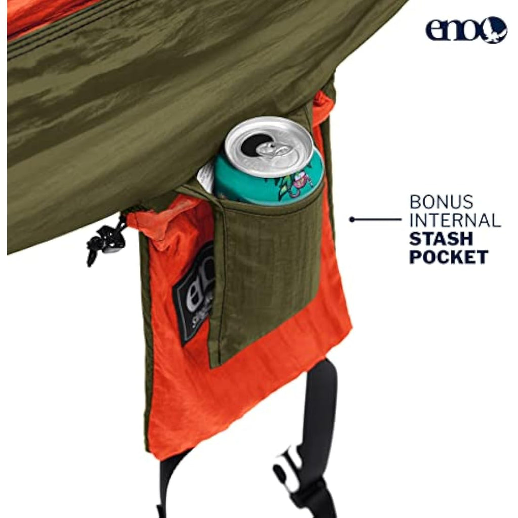 ENO SingleNest Lightweight Camping Hammock | Orange/Olive FreeWave