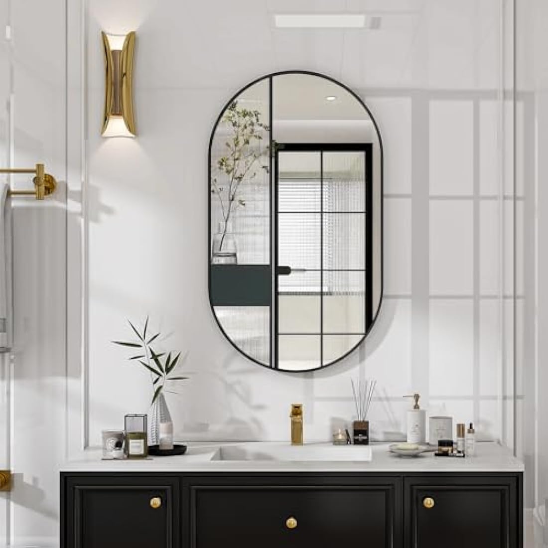 Jolof Store Oval Bathroom Mirror – 30x60cm Tempered Glass Wall Mirror