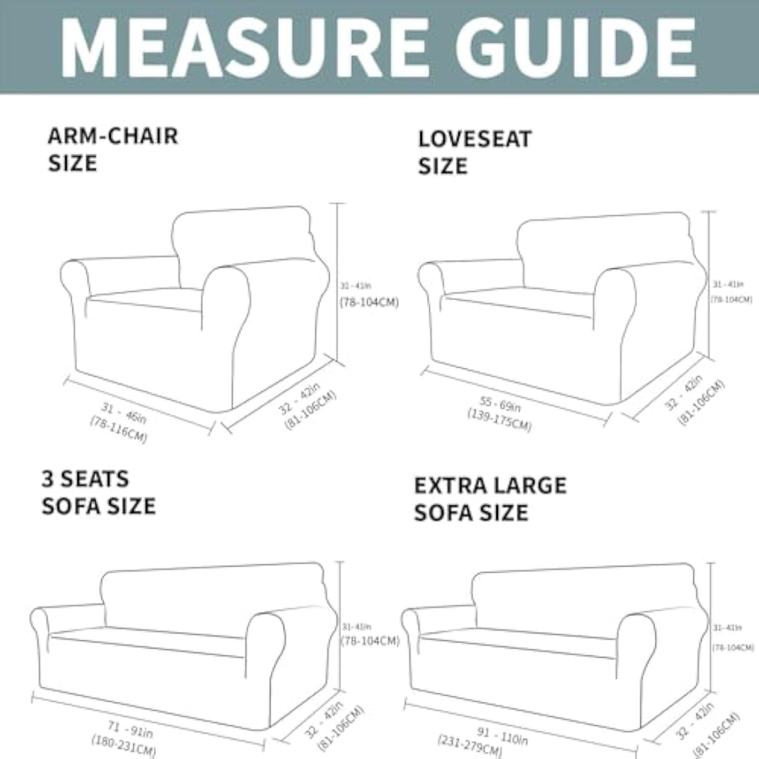 XINEAGE Velvet Sofa Cover – 3 Seater Stretch Couch Slipcover, Stone Blue