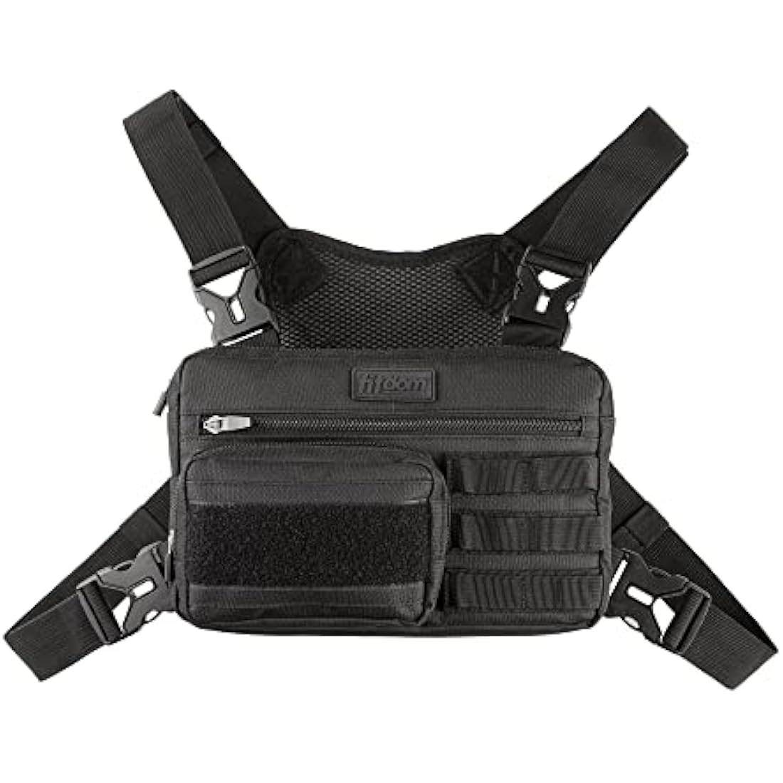 Fitdom Tactical Sports Utility Chest Pack | EDC Rig Pouch Vest - Black