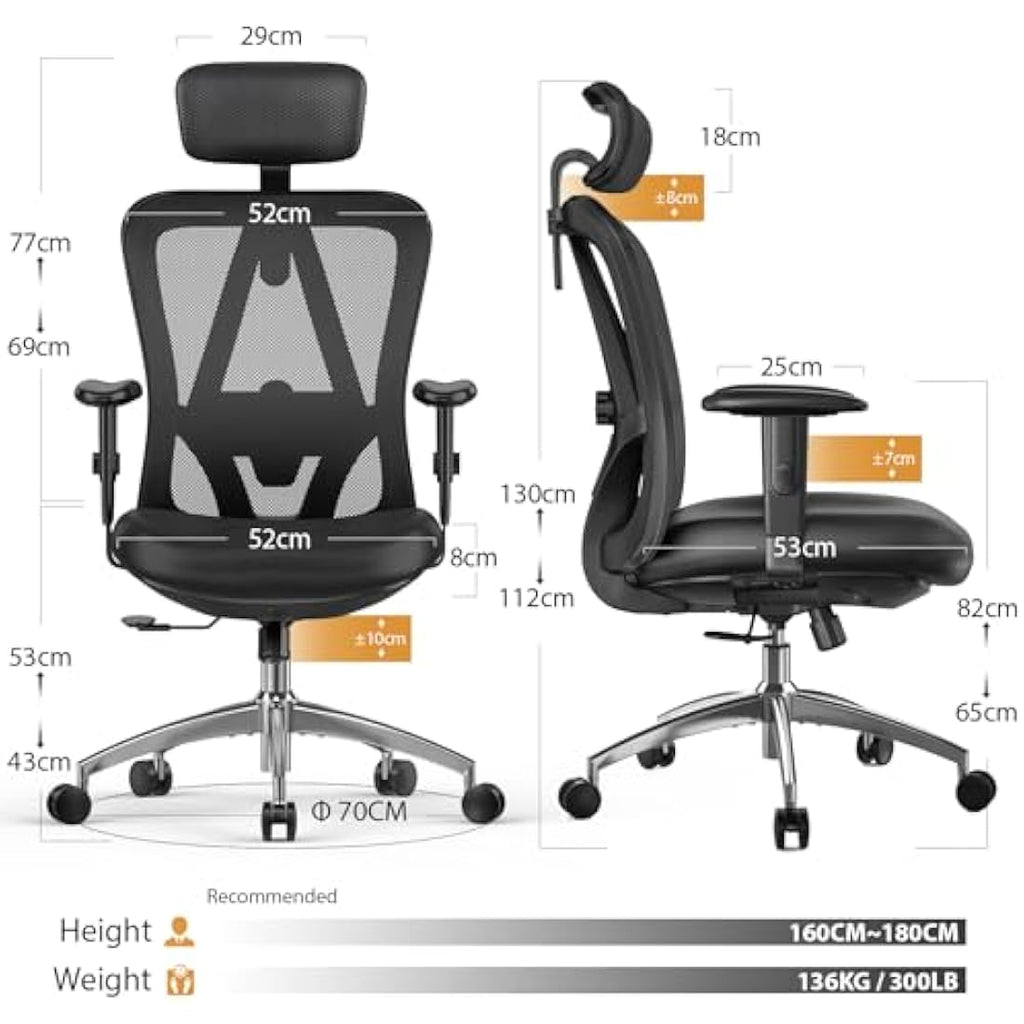 mfavour Ergonomic Mesh Office Chair | Adjustable Lumbar Support & Headrest