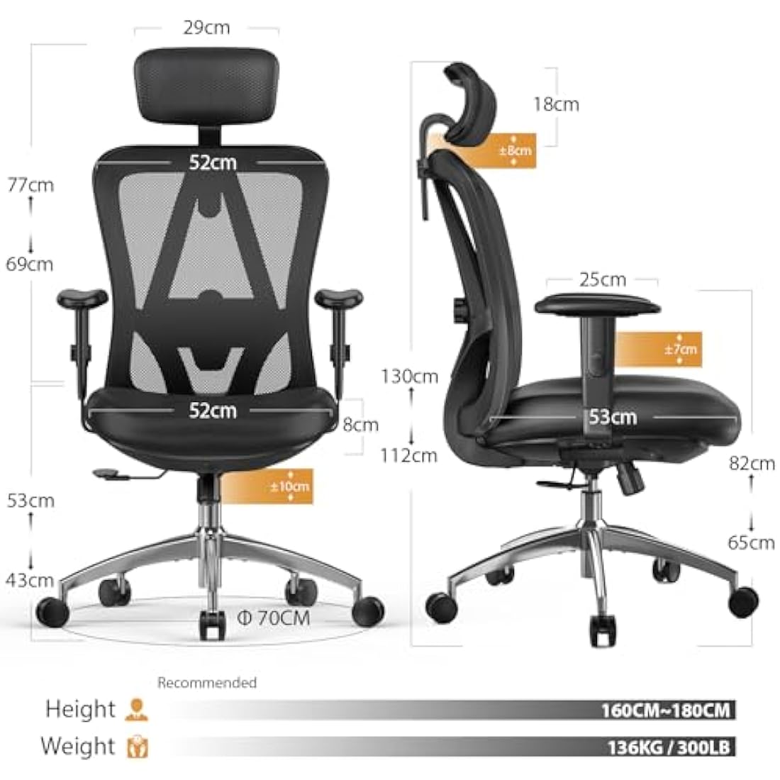 mfavour Ergonomic Mesh Office Chair | Adjustable Lumbar Support & Headrest