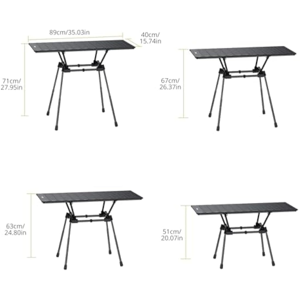 Anbte 3ft Folding Camping Table | 4 Adjustable Heights Aluminum Roll Up