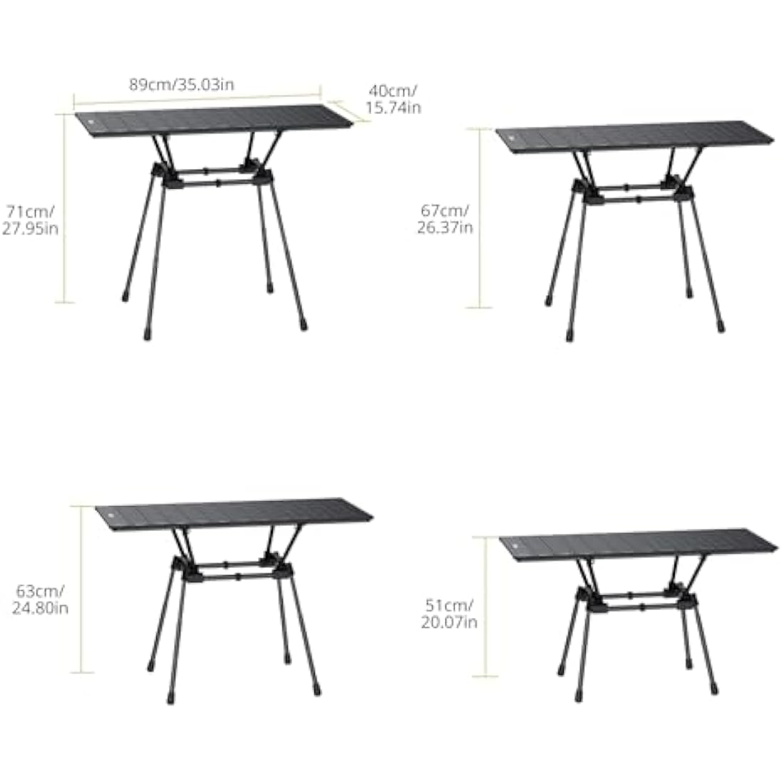 Anbte 3ft Folding Camping Table | 4 Adjustable Heights Aluminum Roll Up