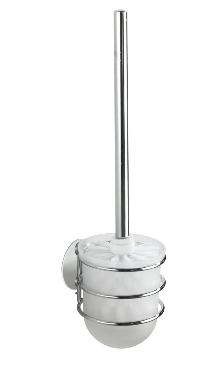 Wenko Turbo-Loc Wall-Mounted Toilet Brush Set – No-Drill Chrome Steel