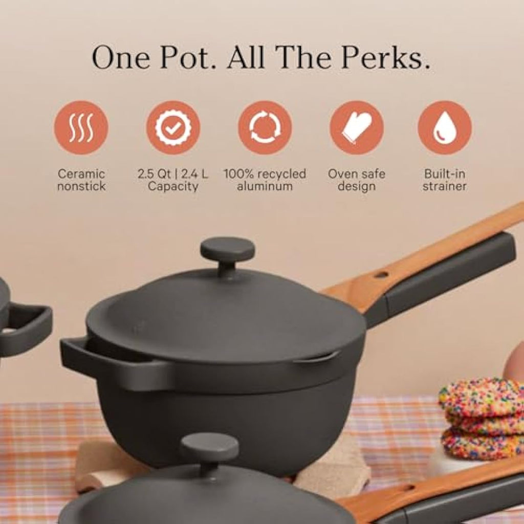 Our Place Mini Perfect Pot – 2.4L Nonstick Ceramic Saucepan | Char