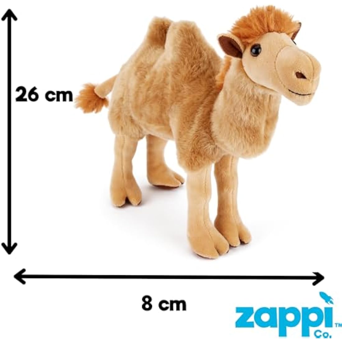 Zappi Co Bactrian Camel Plush Toy – 25cm Soft Stuffed Safari Animal