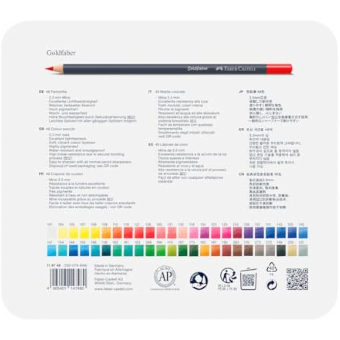Faber-Castell Goldfaber Colour Pencils – Tin of 48 for Art & Sketching