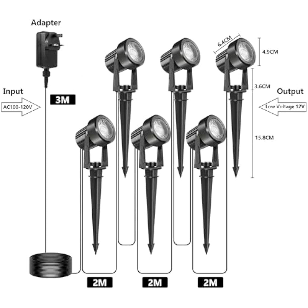 NATPOW 6-in-1 Garden Spot Lights – IP65 Waterproof Warm White LED Landscape