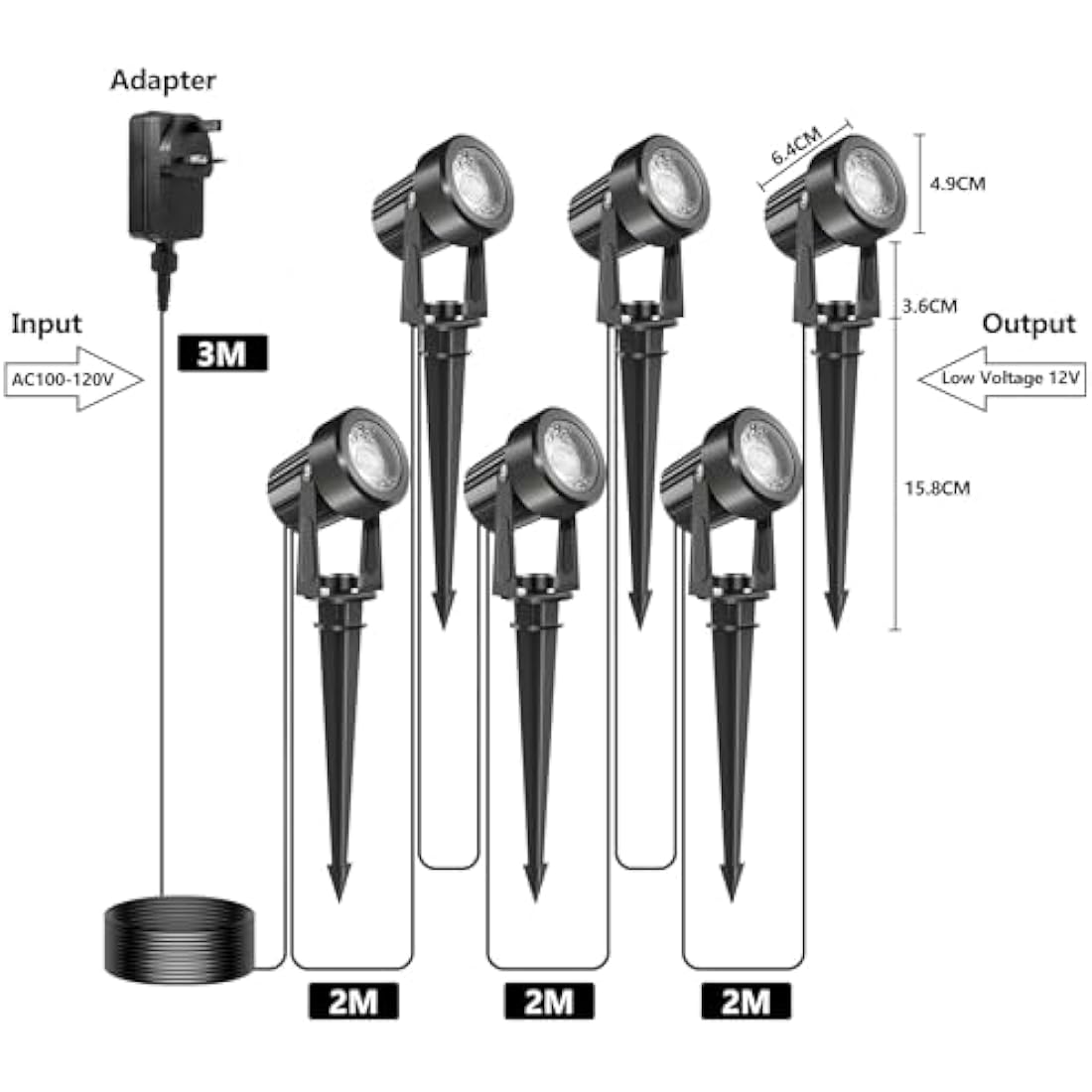 NATPOW 6-in-1 Garden Spot Lights – IP65 Waterproof Warm White LED Landscape