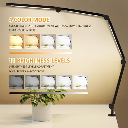 AILBTON LED Desk Lamp with Clip | Foldable Eye-Care Office Table Lamp