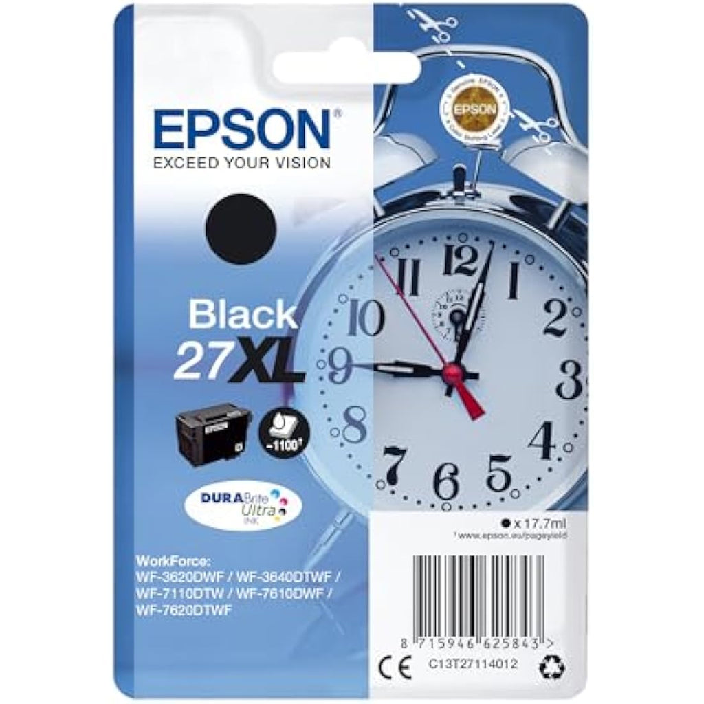 Epson 27XL Black High Yield Ink Cartridge | Genuine DuraBrite Ultra