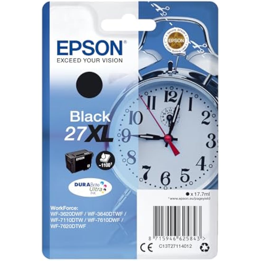 Epson 27XL Black High Yield Ink Cartridge | Genuine DuraBrite Ultra