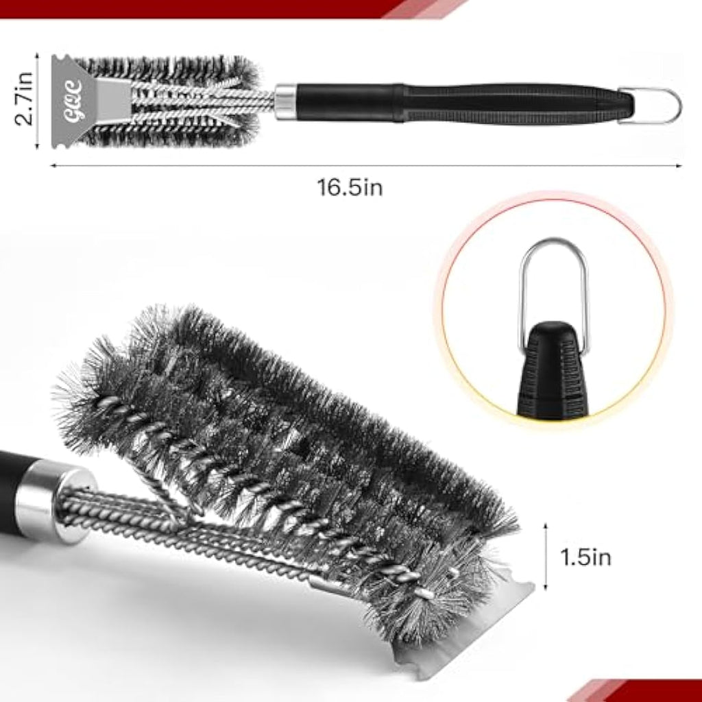 18.3'' BBQ Grill Cleaning Brush and Scraper – 3-in-1 Stainless
