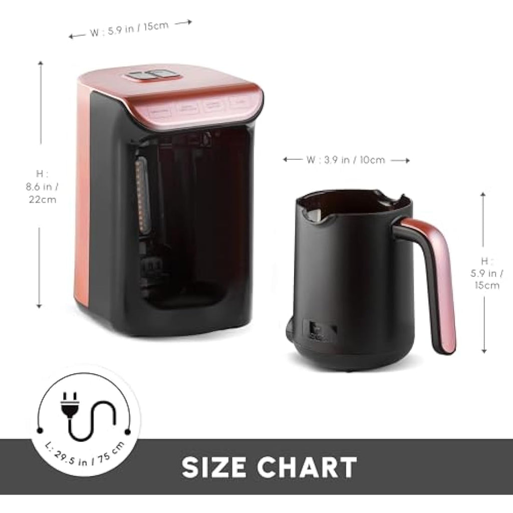Karaca Hatır Köz Turkish Coffee Machine | 5-Cup Automatic Maker, Roseberry