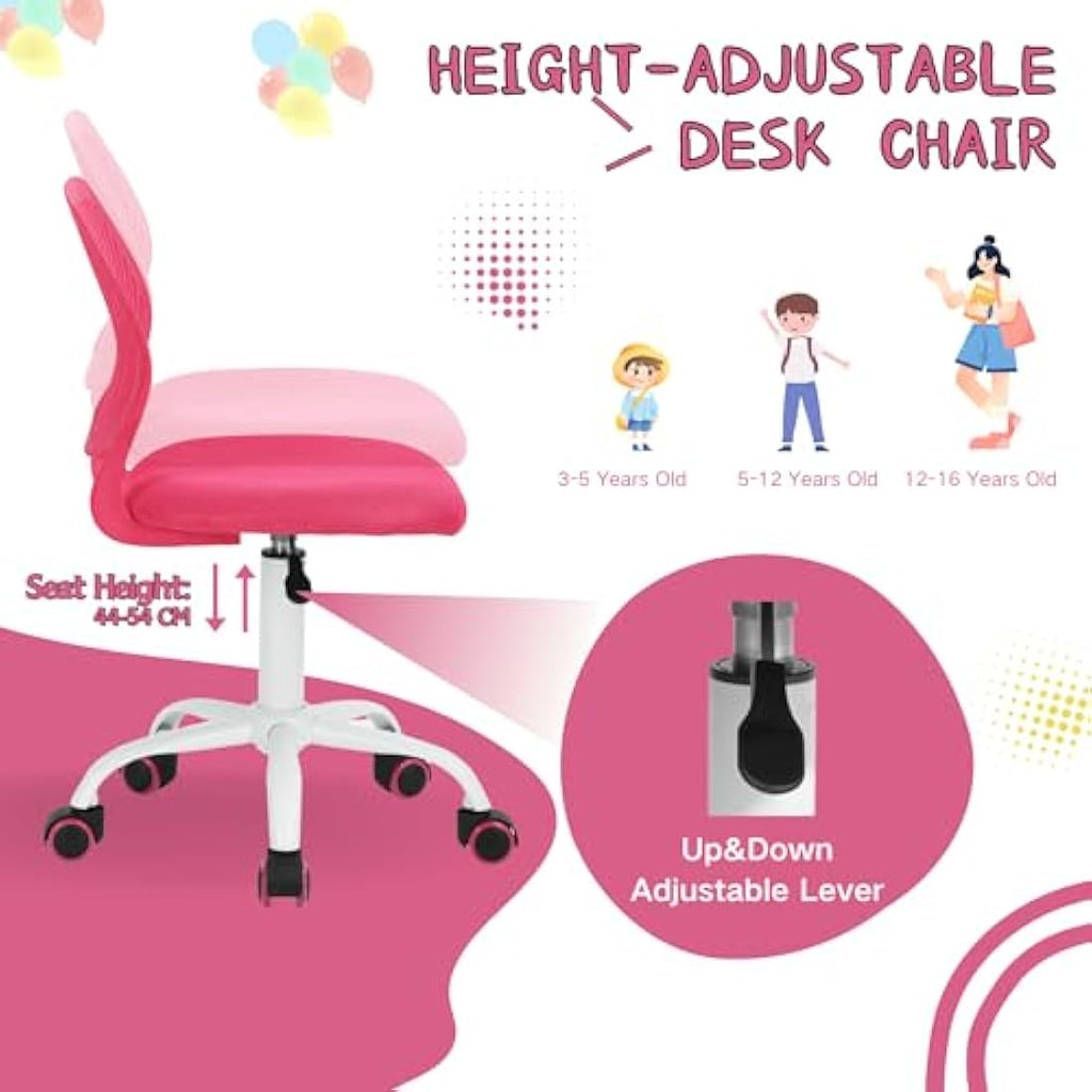 Homy Casa Pink Ergonomic Swivel Desk Chair - Adjustable Task Chair