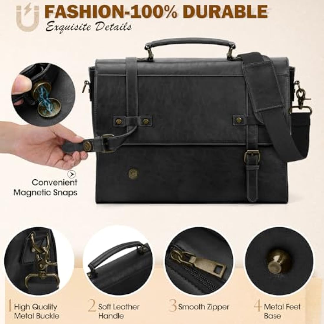 17.3 Inch Leather Messenger Bag | Vintage Laptop Briefcase