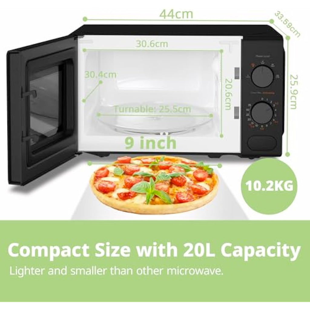 COMFEE' 20L Compact Microwave Oven – 700W Manual Control, Black