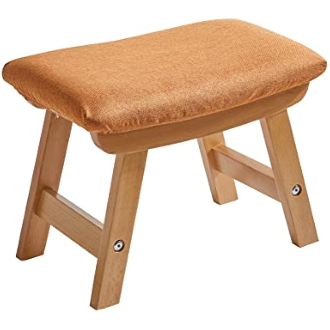 Jolof Store Wooden Footstool – Padded Beech Wood Ottoman with Removable Cover