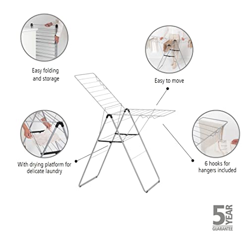 Brabantia HangOn Laundry Drying Rack – 20m Metallic Grey Clothes Horse