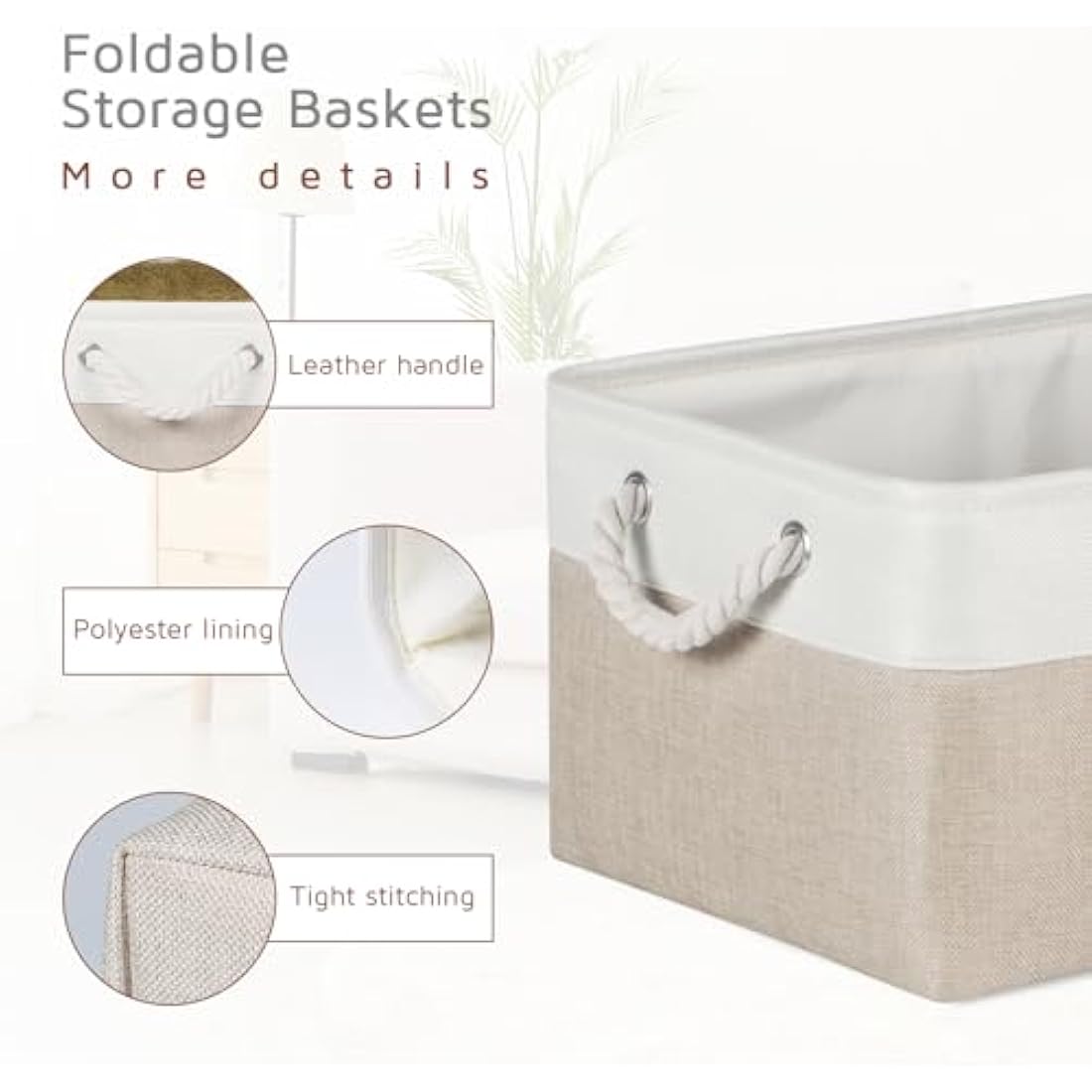 Syeeiex Fabric Storage Bins for Shelves | 3-Pack Foldable Baskets