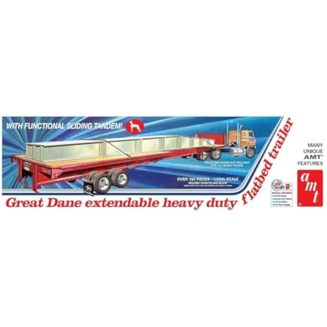 AMT 1:25 Great Dane Extendable HD Flatbed Trailer Model Kit