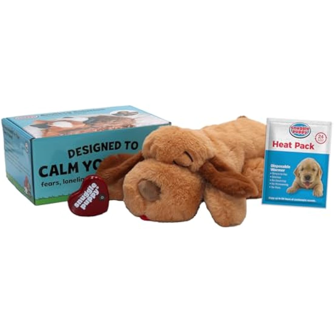 Snuggle Puppy Heartbeat Toy – Calming Anxiety Relief Aid in Biscuit