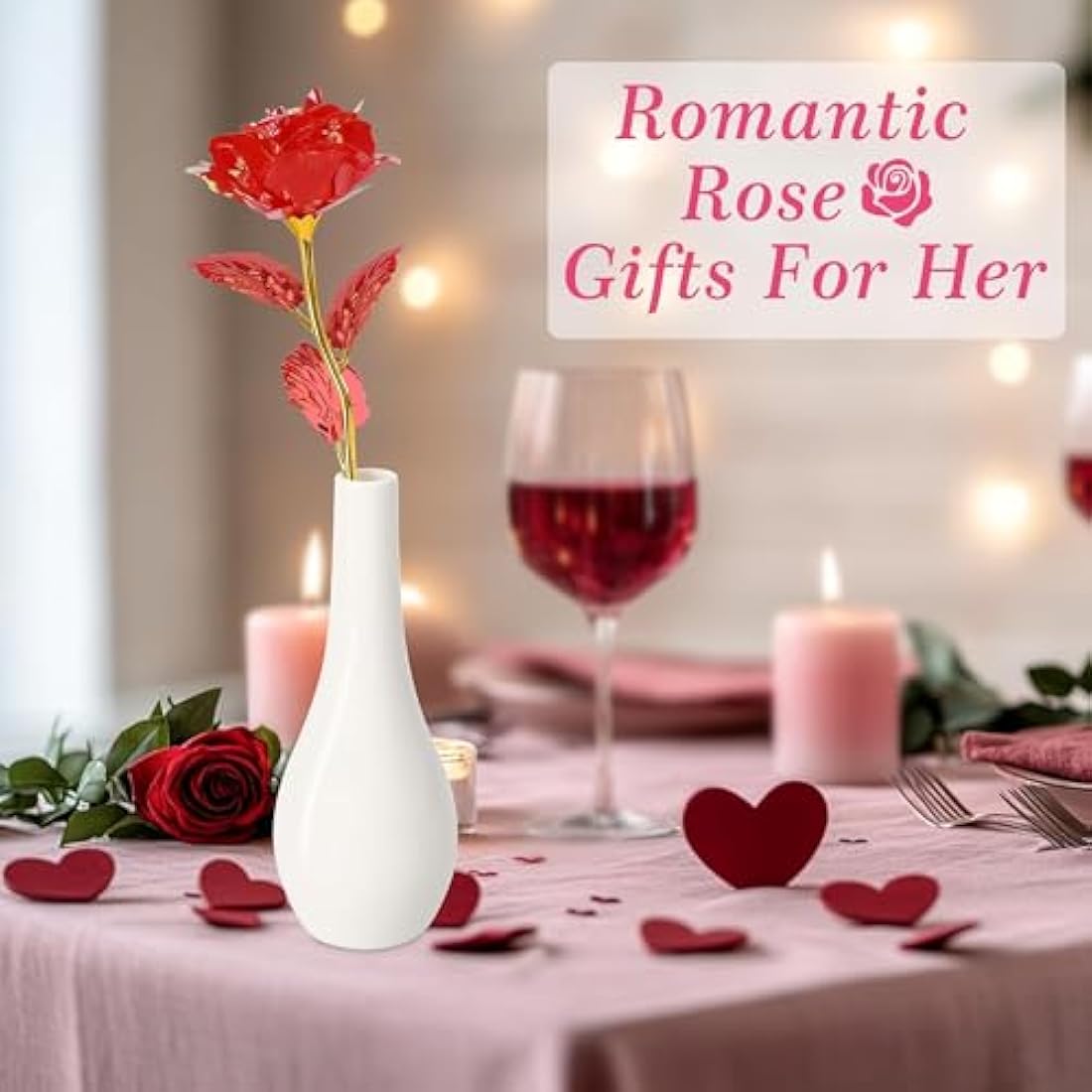 Artificial Rose Flower with Vase – Everlasting Gift for Her