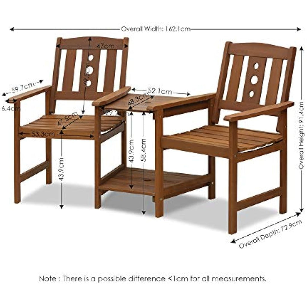 Furinno Hardwood Jack & Jill Outdoor Chair Set with Table - Natural