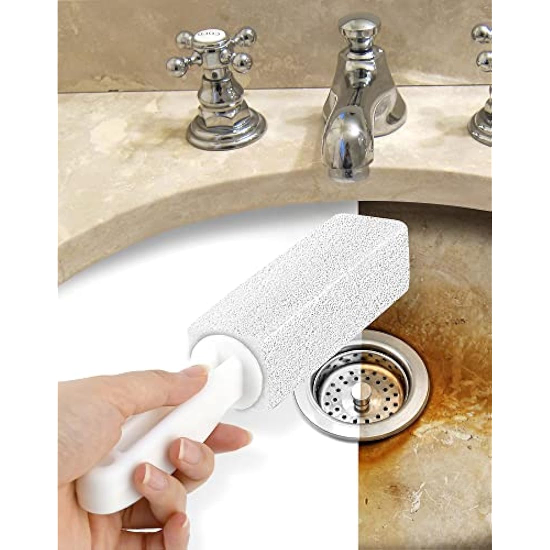 Maryton Pumice Stone Toilet Bowl Cleaner with Handle - 2 Pack White