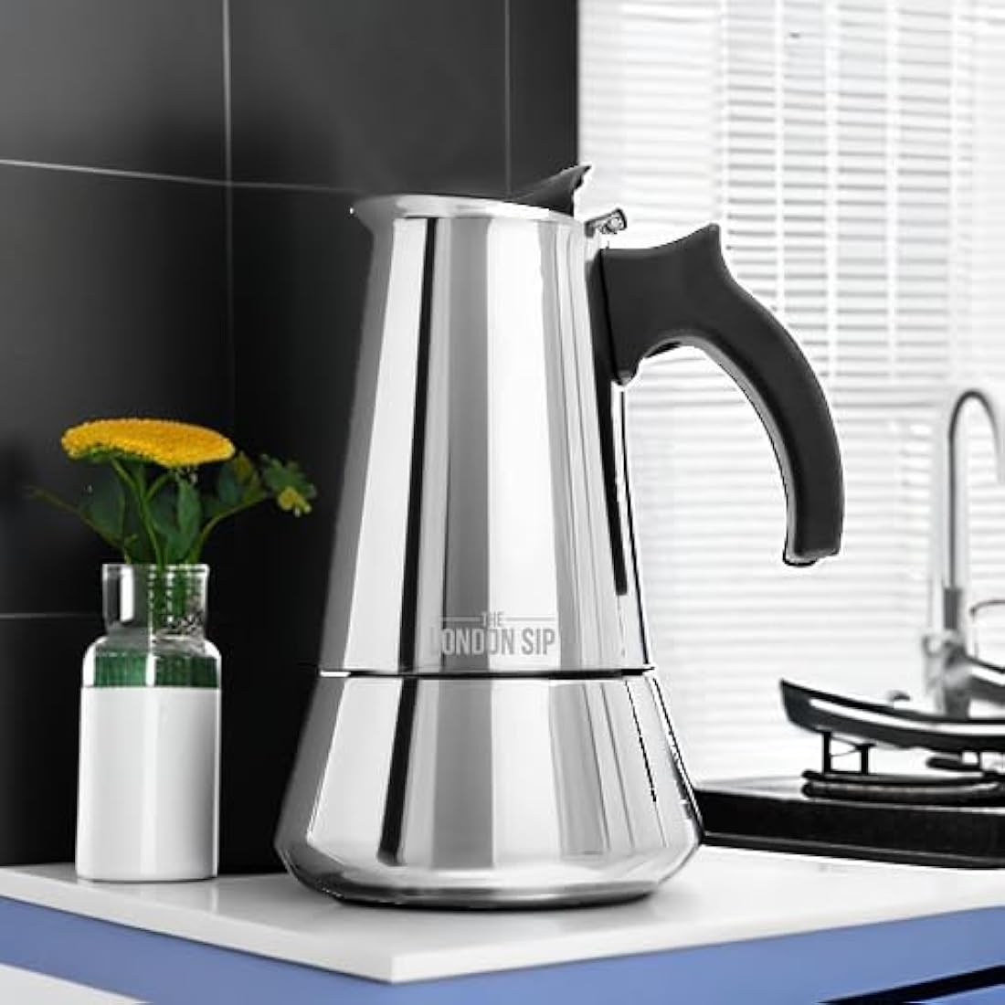 The London Sip Stainless Steel Induction Moka Pot - 3 Cup Espresso Maker