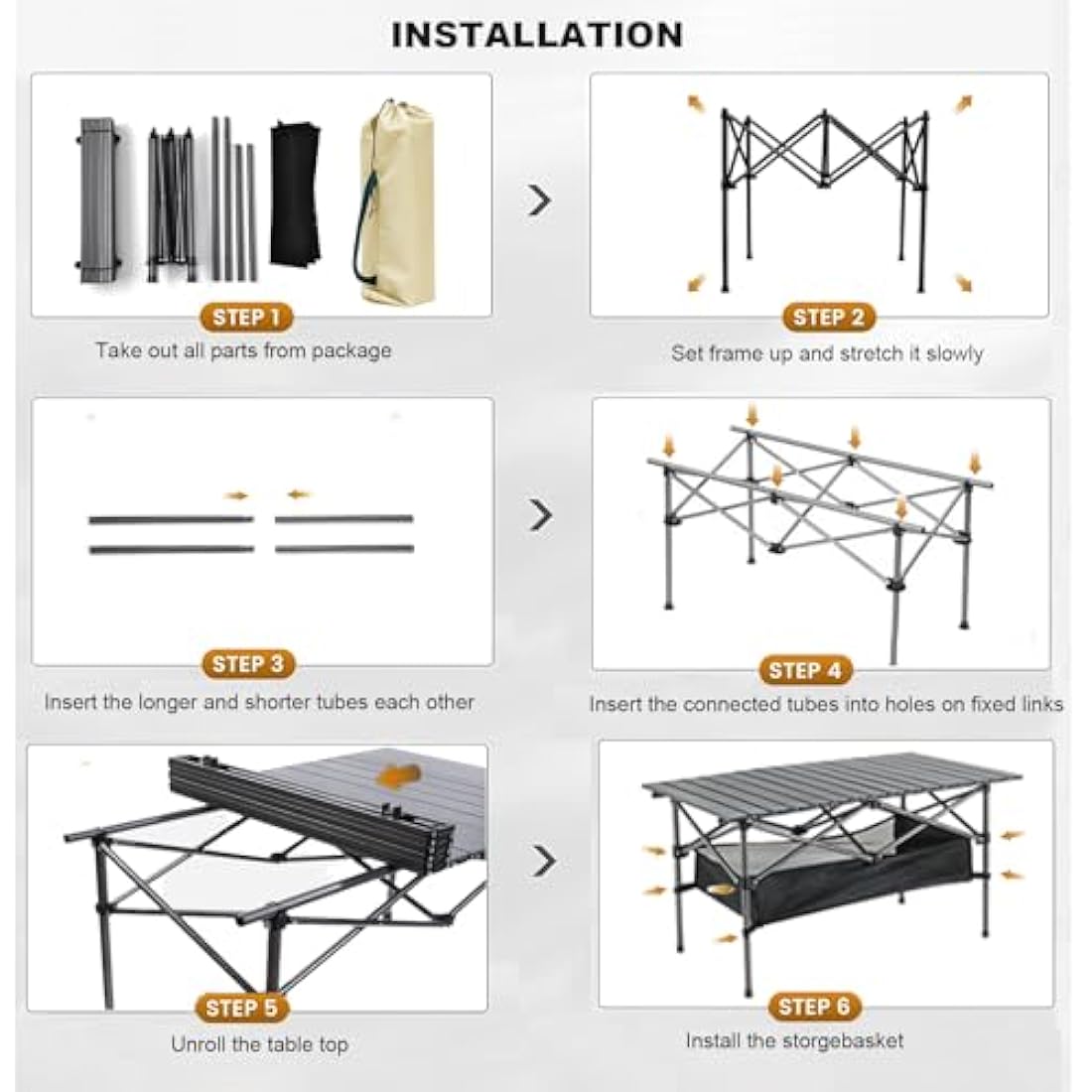Jolof Store Foldable Camping Table – Alloy Steel Roll-up Picnic Table