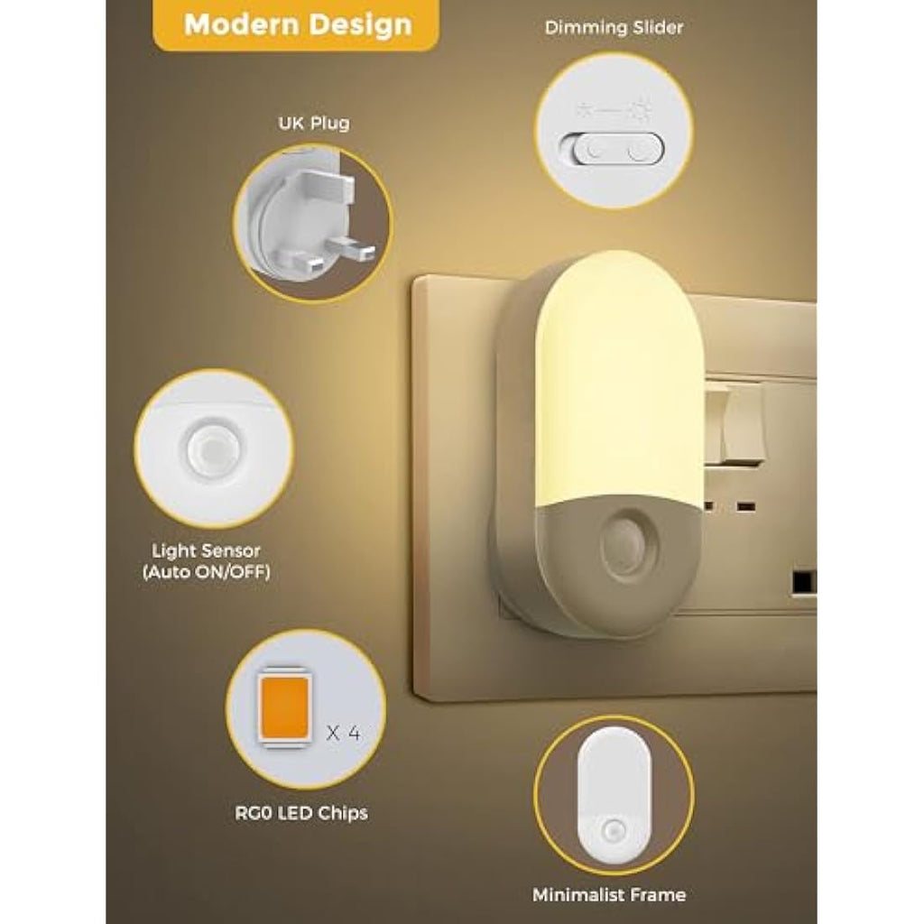 LOHAS-LED Night Light | Dusk to Dawn Sensor | 3000K Warm White 2-Pack
