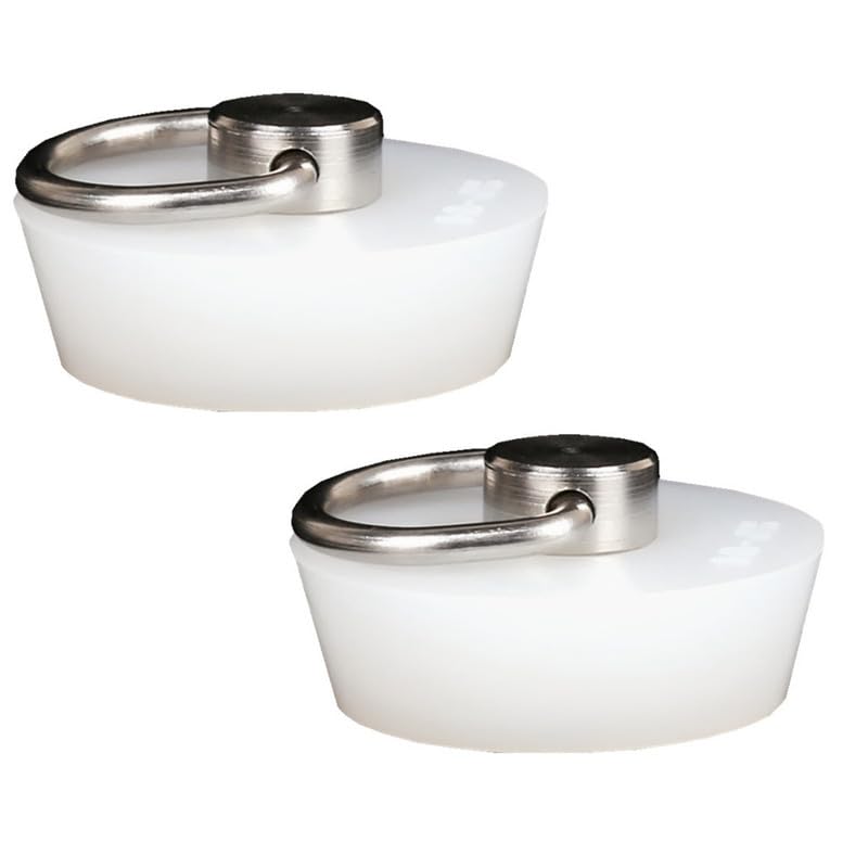 White Silicone Drain Stoppers | 2-Pack Sink Plug with Pull Ring