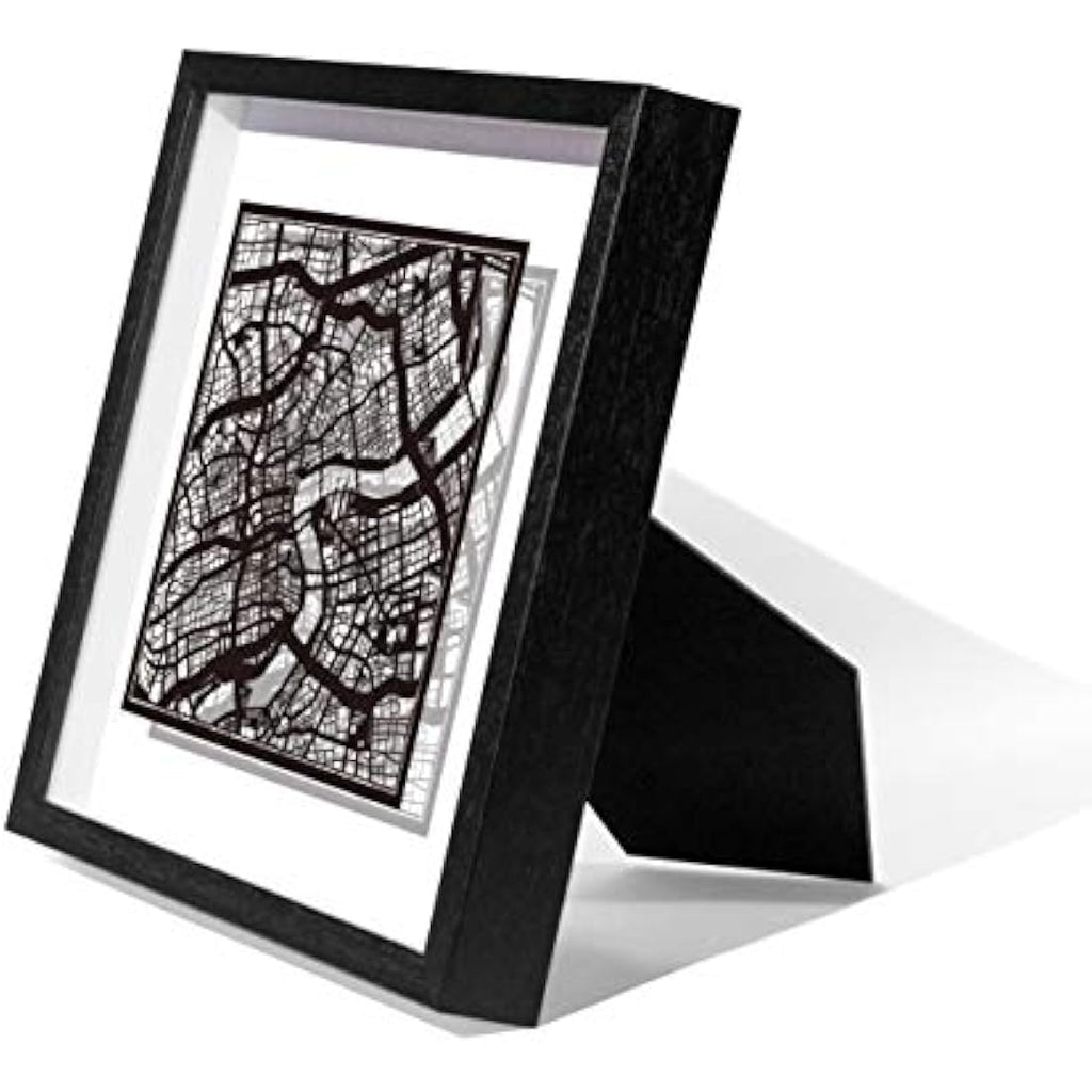 Shanghai Paper Cut Map Wall Art |  Framed 9x9 Paper Art