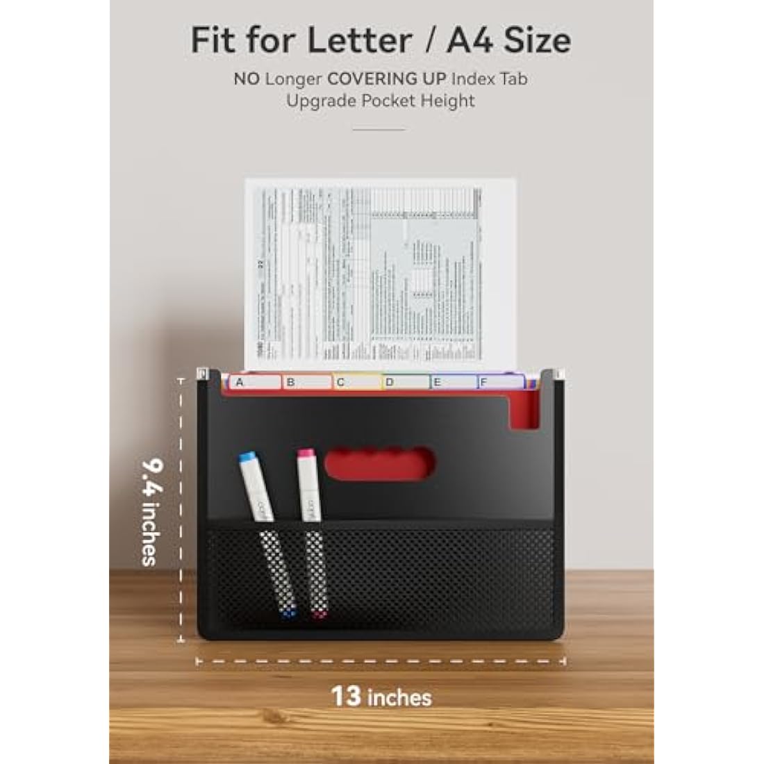ABC life 26 Pockets Expanding File Folder – A4 Document Organizer with Mesh Bag