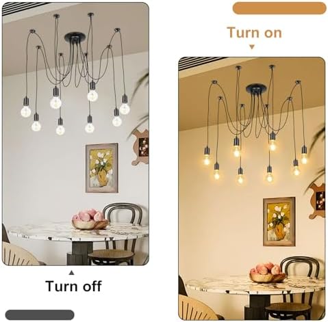 8-Arm Spider Pendant Light – Industrial DIY Metal Chandelier