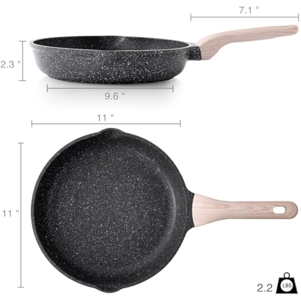 Kordisen 28cm Nonstick Granite Frying Pan | Induction Skillet with Spouts