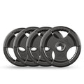 PhysKcal Olympic Weight Plates - 4x5kg Rubber Cast Iron Tri-Grip Discs