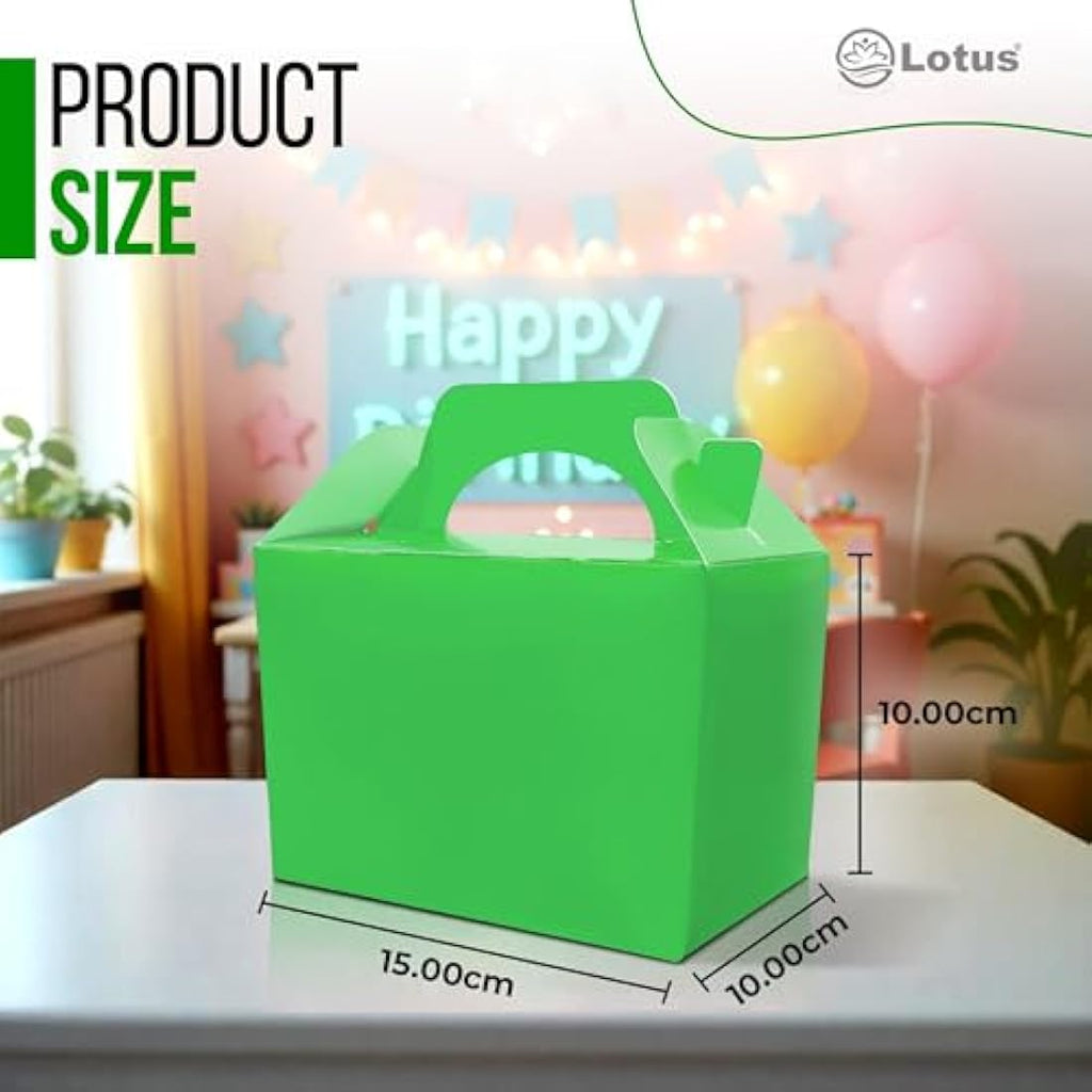 Lotus Neon Green Kids Party Boxes – Recyclable Food & Loot Bags (50 Pack)