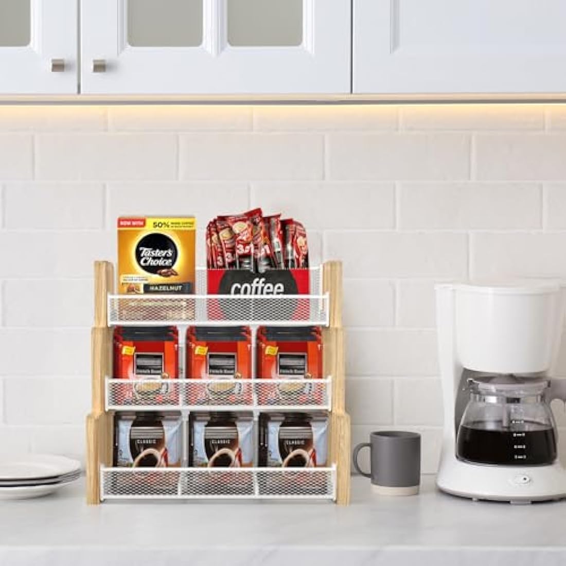 THYGIFTREE 3-Tier Wood Tea Bag Organizer | 180 Bag Kitchen Storage