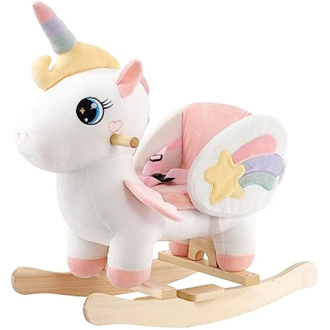 FUNLIO Unicorn Baby Rocking Horse - Plush Ride-on Toy for Ages 6M-3Y