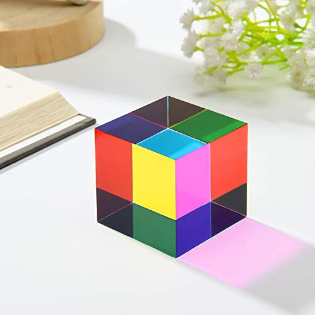 CMY Mixing Color Cube – 50mm Acrylic Optical Prism Desktop Toy