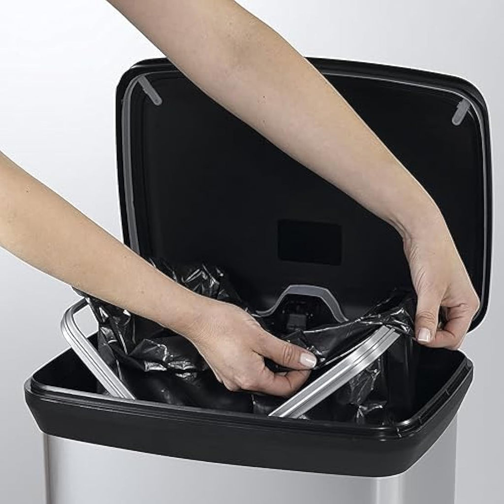 Curver 50L Kitchen Pedal Bin – Recycled Metal Effect Soft Close Silver