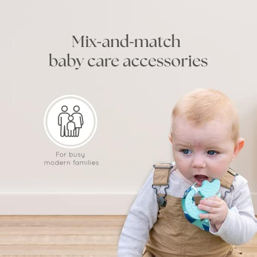 Dodo Babies Silicone Teething Toy and Pacifier Clip Set - Blue Animals
