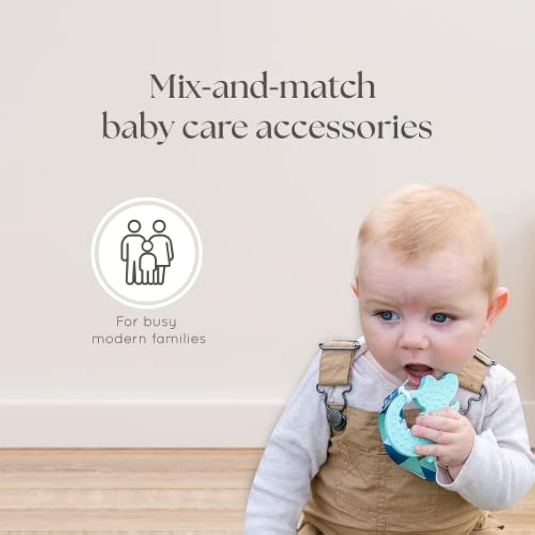 Dodo Babies Silicone Teething Toy and Pacifier Clip Set - Blue Animals
