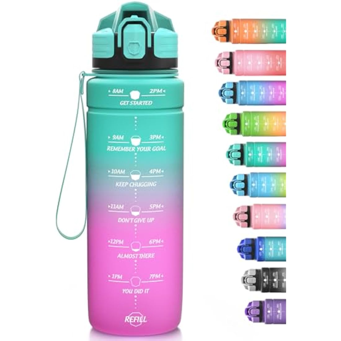 Niggeey Motivational Water Bottle | Leak Proof BPA Free Tritan – 1L