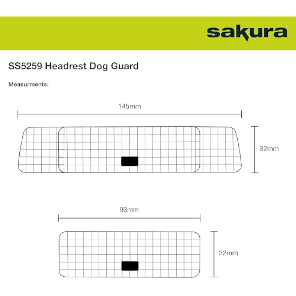 Sakura Adjustable Dog Guard for Cars | Steel Headrest Pet Barrier - Black