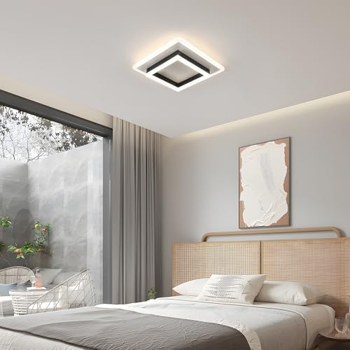 Comely Modern Square LED Ceiling Light – 30W 4500K Black & White